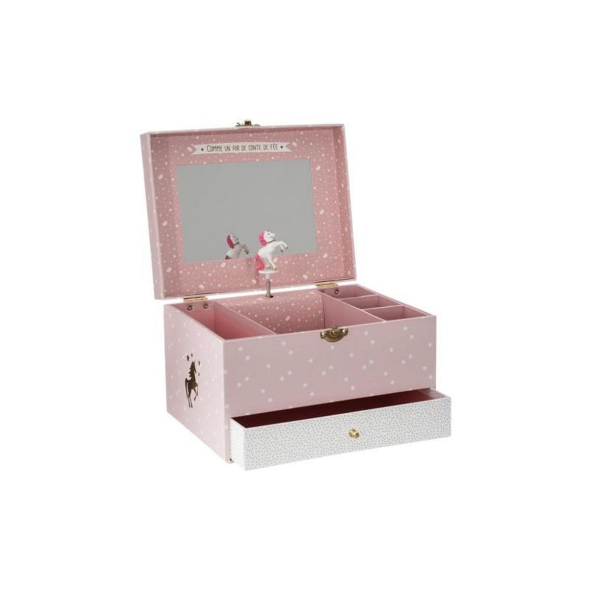  Boite à Bijoux Musicale  Licorne  21cm Rose