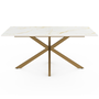 Voir la diapositive 3 : ID MARKET Table à manger rectangle ALIX 8 personnes pied araignée laiton et plateau effet marbre doré ALASKA 160 cm