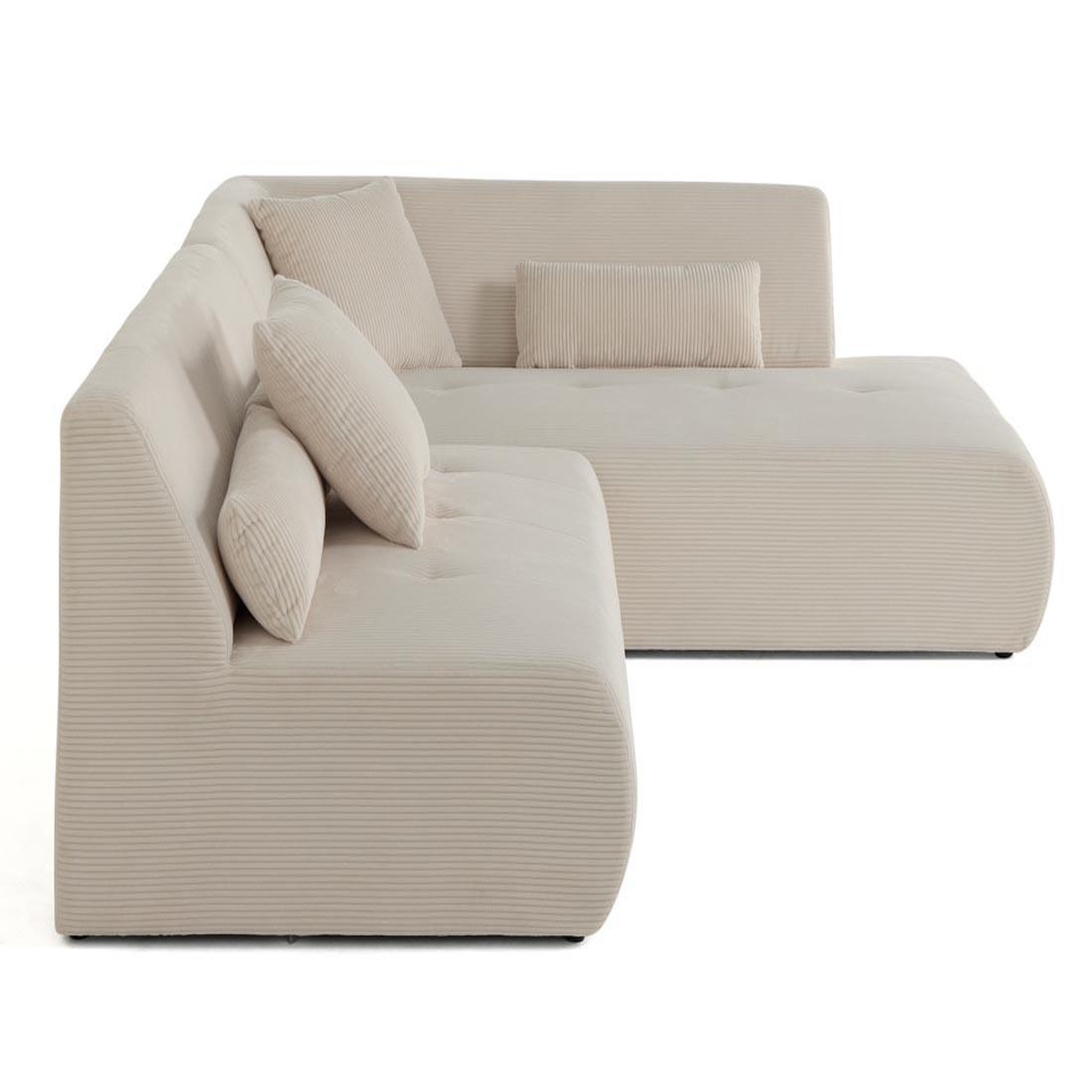 Voir la diapositive 3 : LISA DESIGN Onyx - canapé modulable d'angle droit - 5 places - en velours côtelé