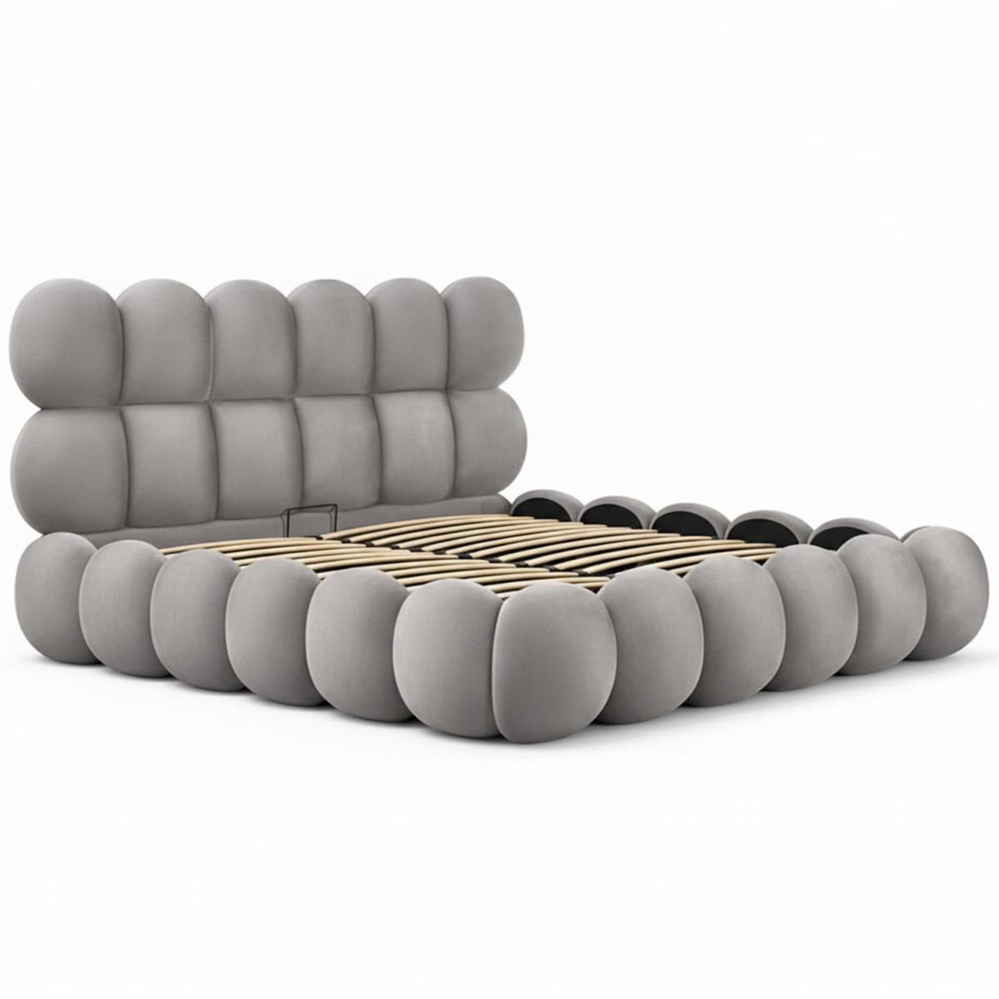 Paris Prix Lit coffre en velours  bubble  180x200cm gris