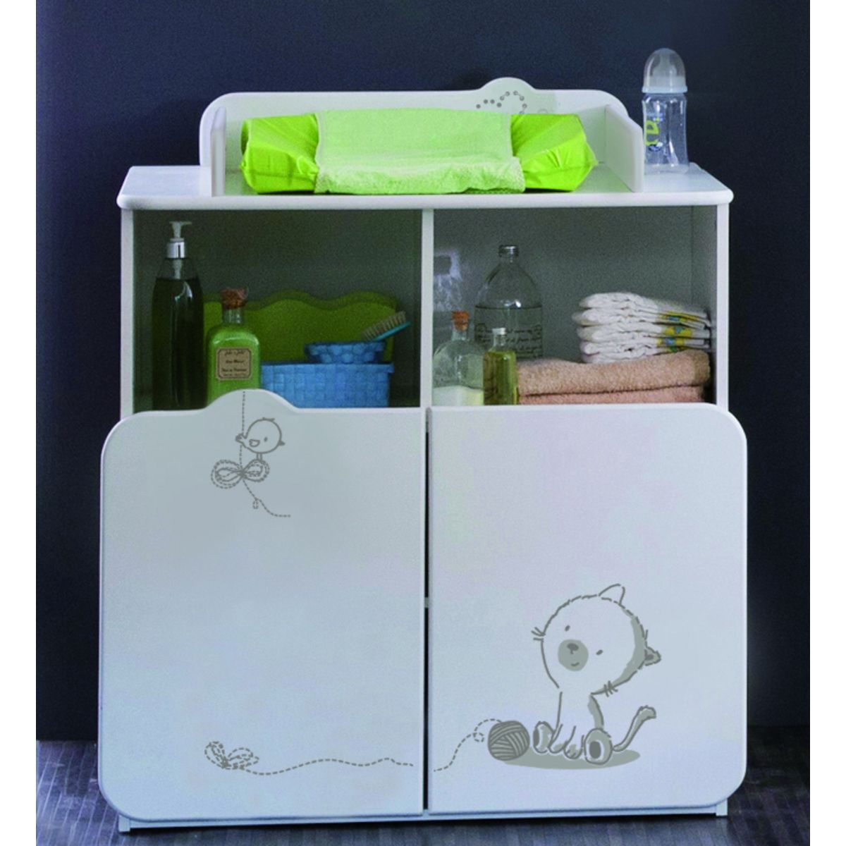 Commode bébé à langer 2 portes CHATON