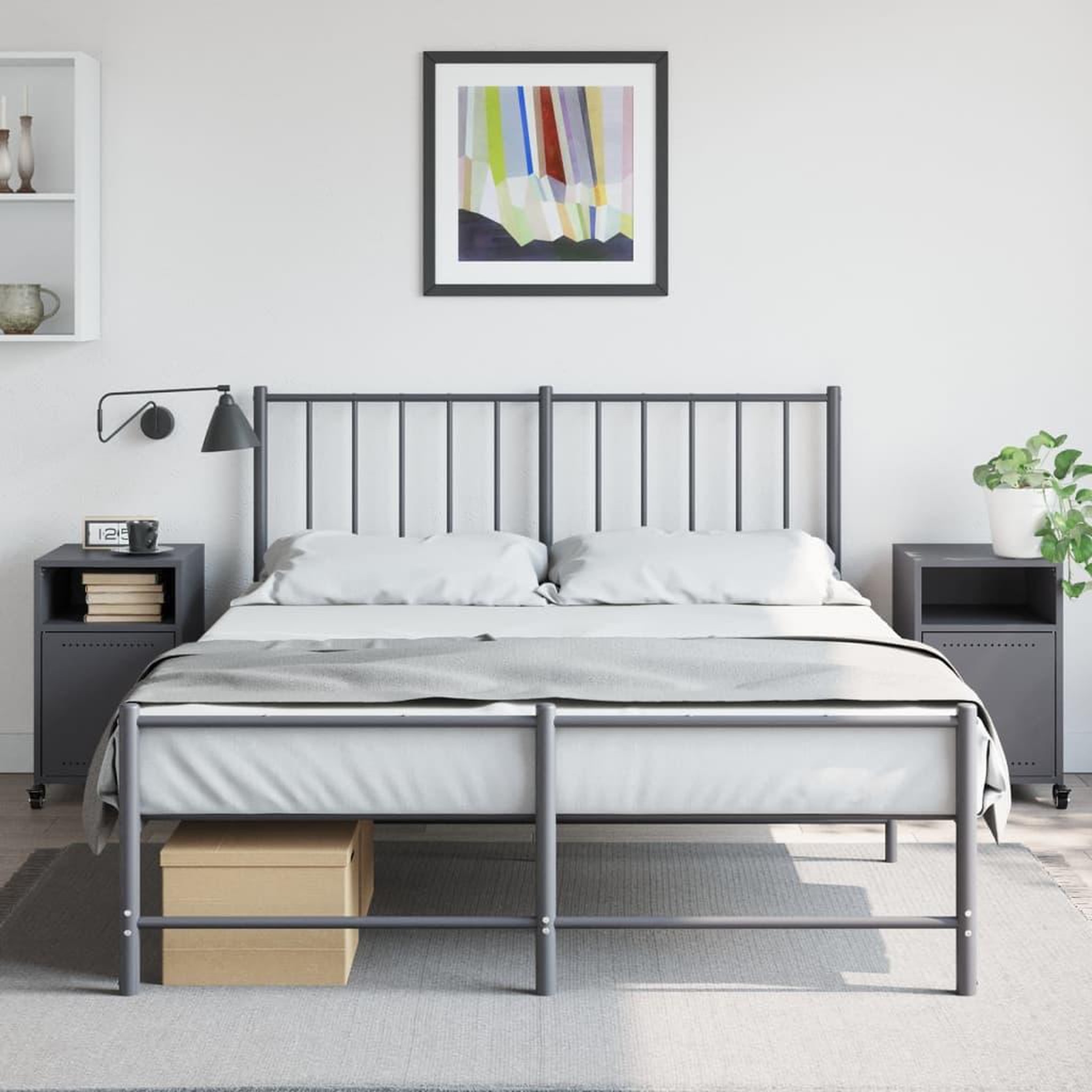 Voir la diapositive 3 : VIDAXL Tables de chevet 2 pcs anthracite 36x39x59 cm acier