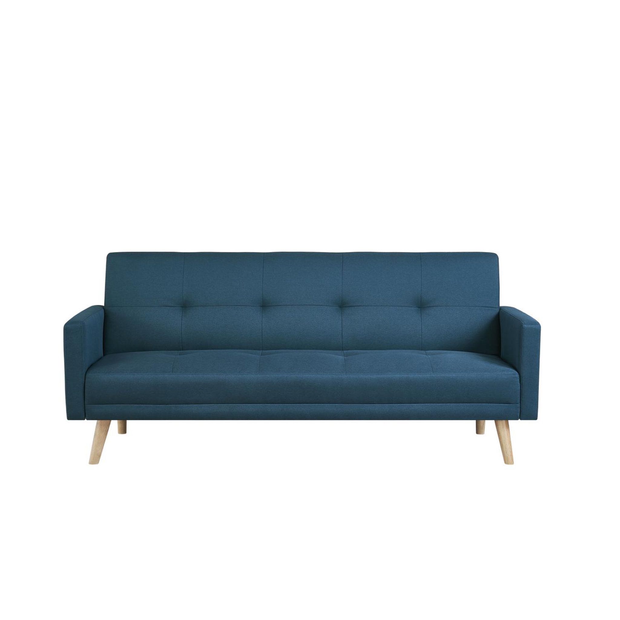 CONCEPT USINE Canapé scandinave convertible 3 places en tissu bleu canard WOODEN