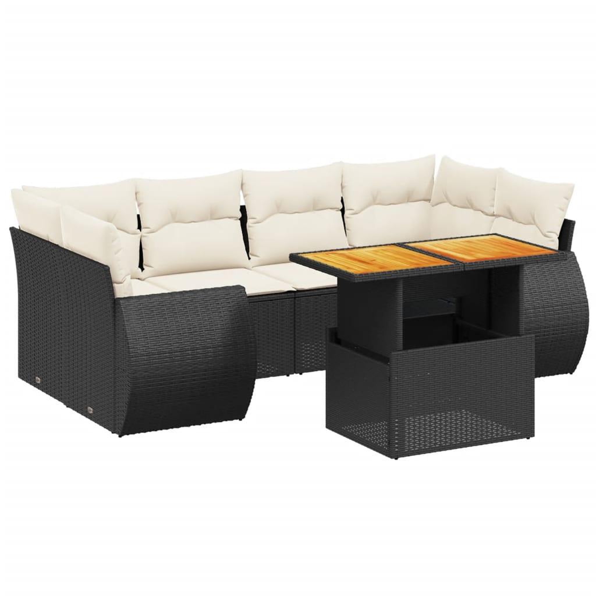 Voir la diapositive 2 : VIDAXL Salon de jardin 7 pcs avec coussins noir resine tressee