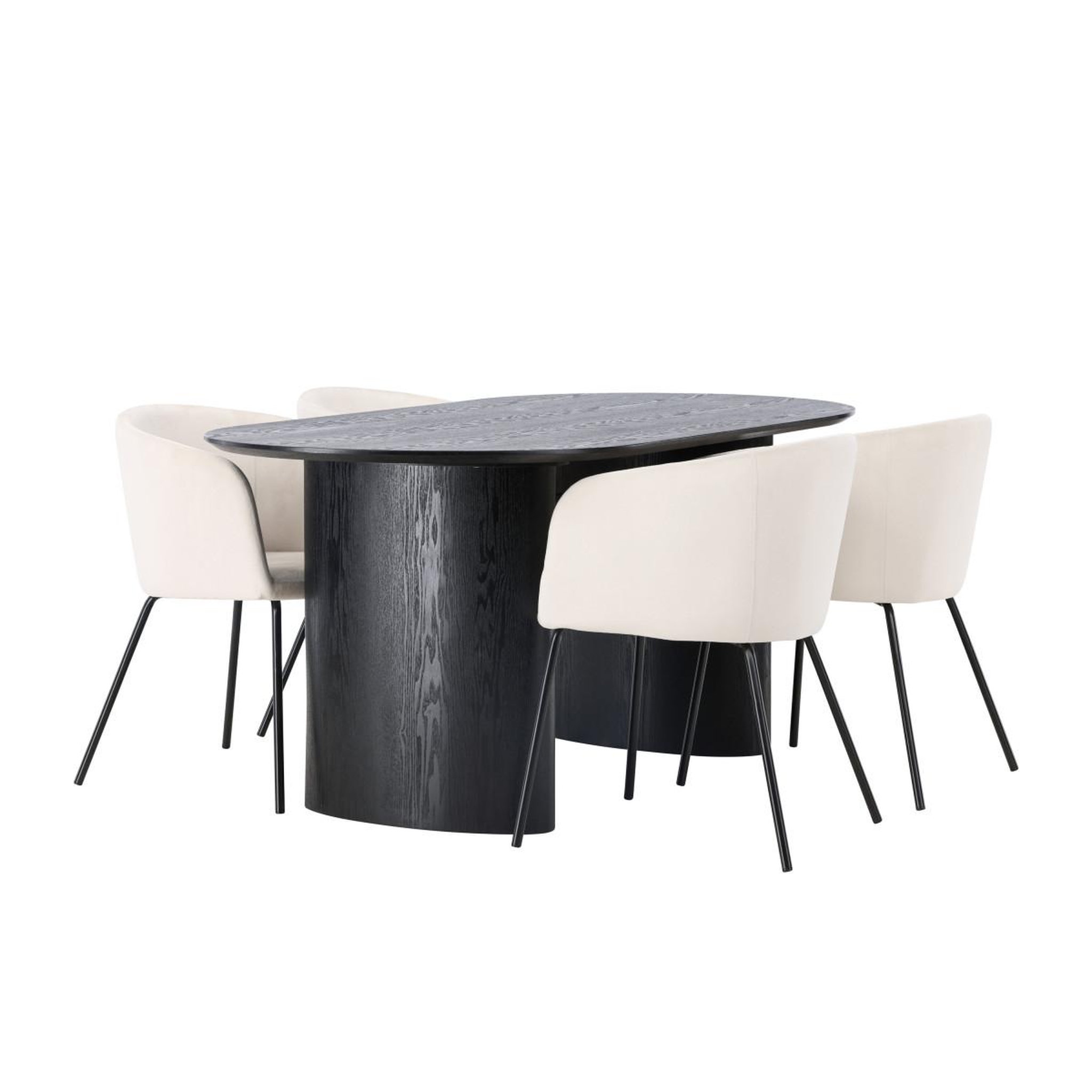Voir la diapositive 3 : Paris Prix Ensemble table à manger & 4 chaises  isolde & berit  180cm noir & beige