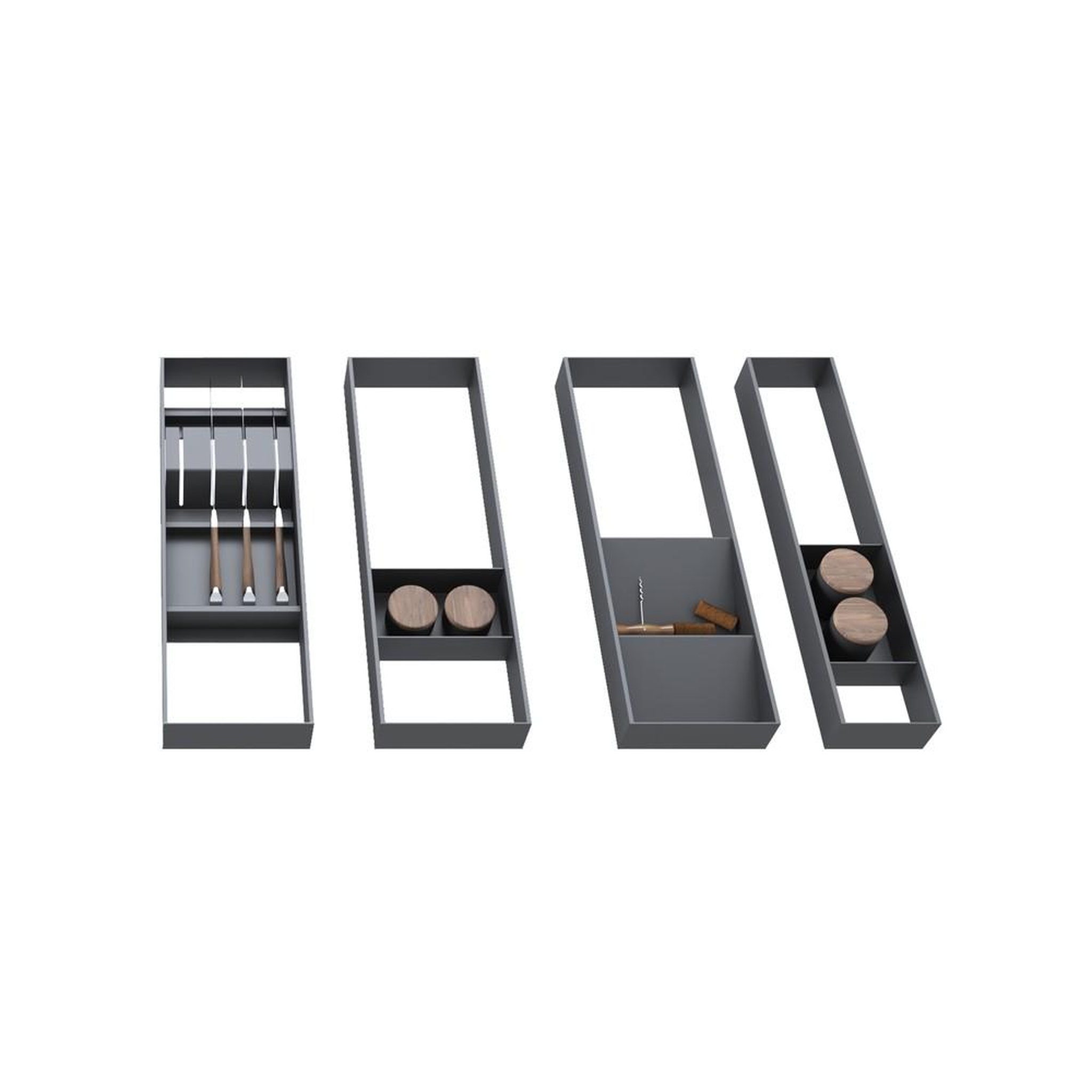 EMUCA SRL Kit de organiser de cadre de tiroir et de glissière - Noir texturé et Gris pierre