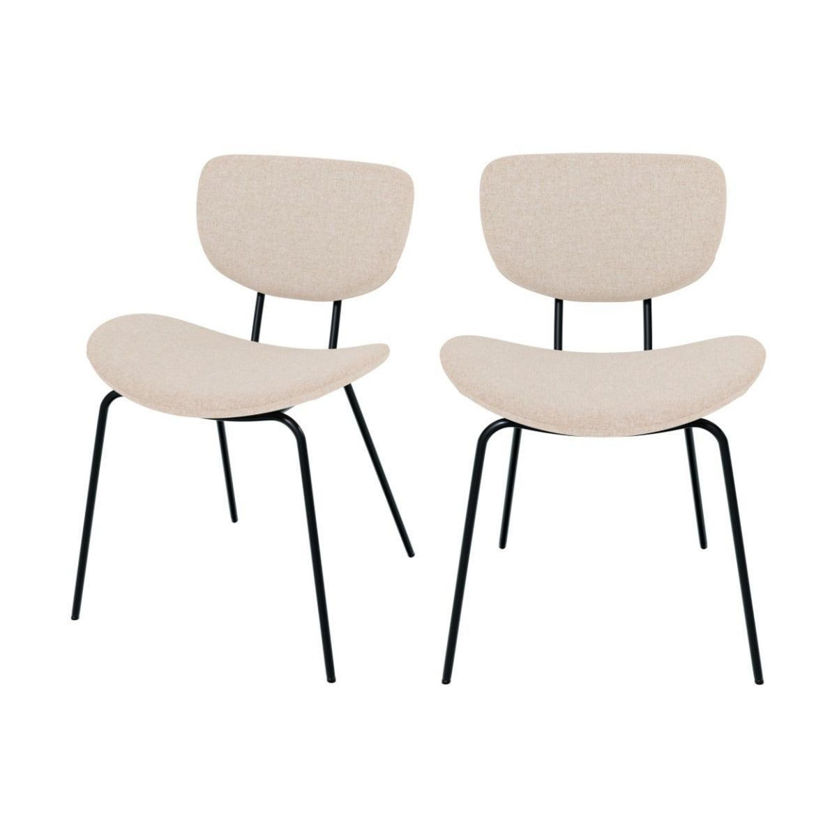 Rendez vous déco Lot de 2 chaises en tissu beige et pieds en métal noir - Verner