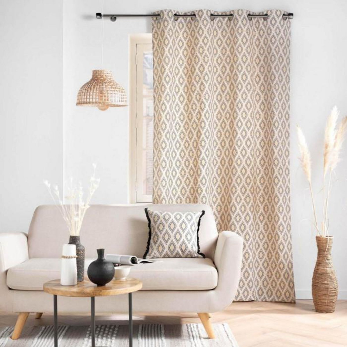 Paris Prix Coussin Déco à Franges  Oricia  45x45cm Beige & Noir