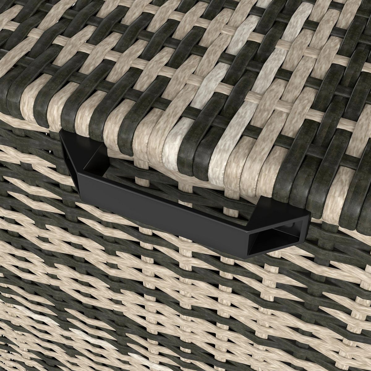 OUTSUNNY Coffre de jardin 3 portes étagère 350L dim. 118 x 57 x 69 cm résine tressée camaïeu de gris