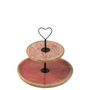 Voir la diapositive 2 : Paris Prix Présentoir 2 Étages Mosaïque Cœur en Bois  Freddy  30cm Rose