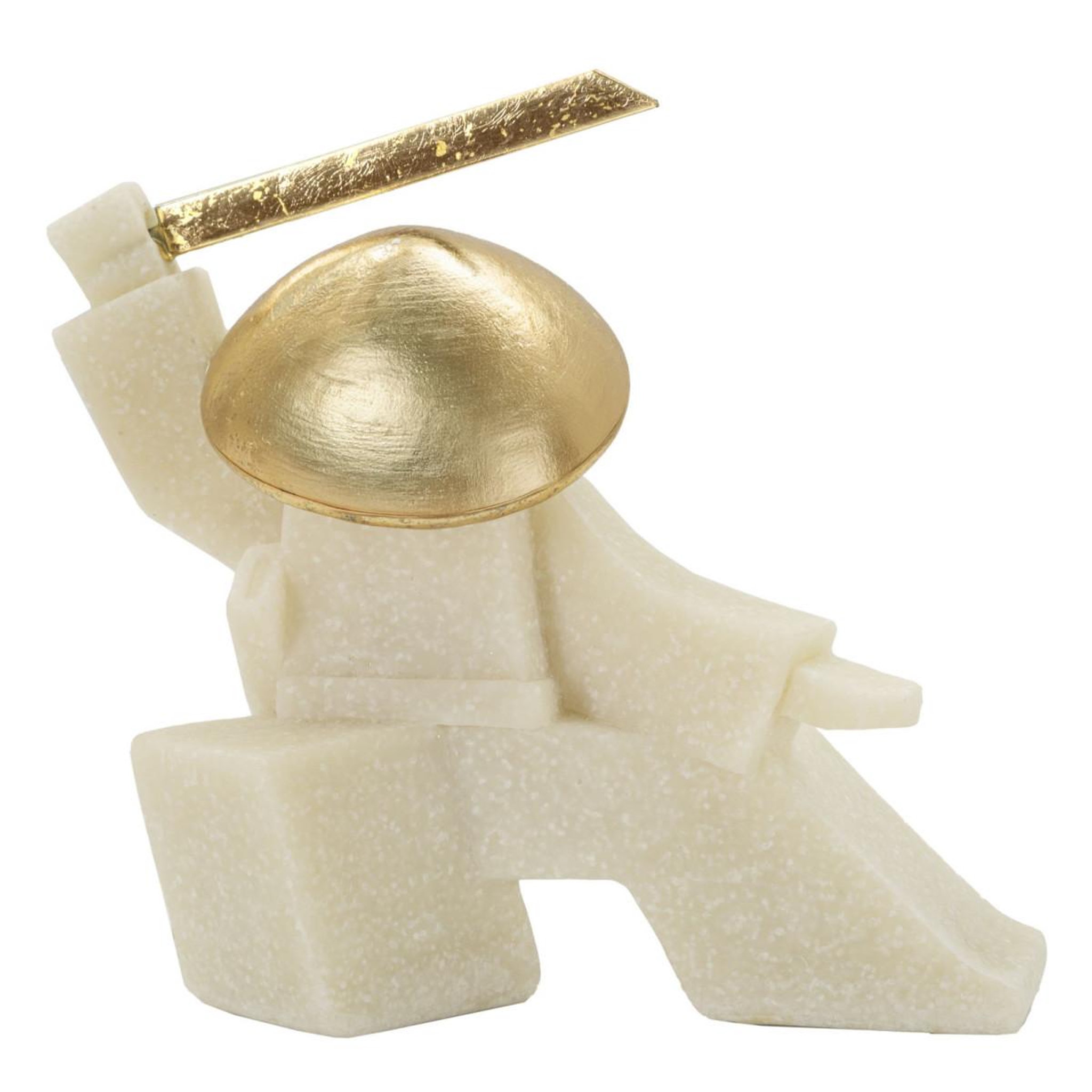 Paris Prix Statuette déco samouraï  odab  18cm blanc & or