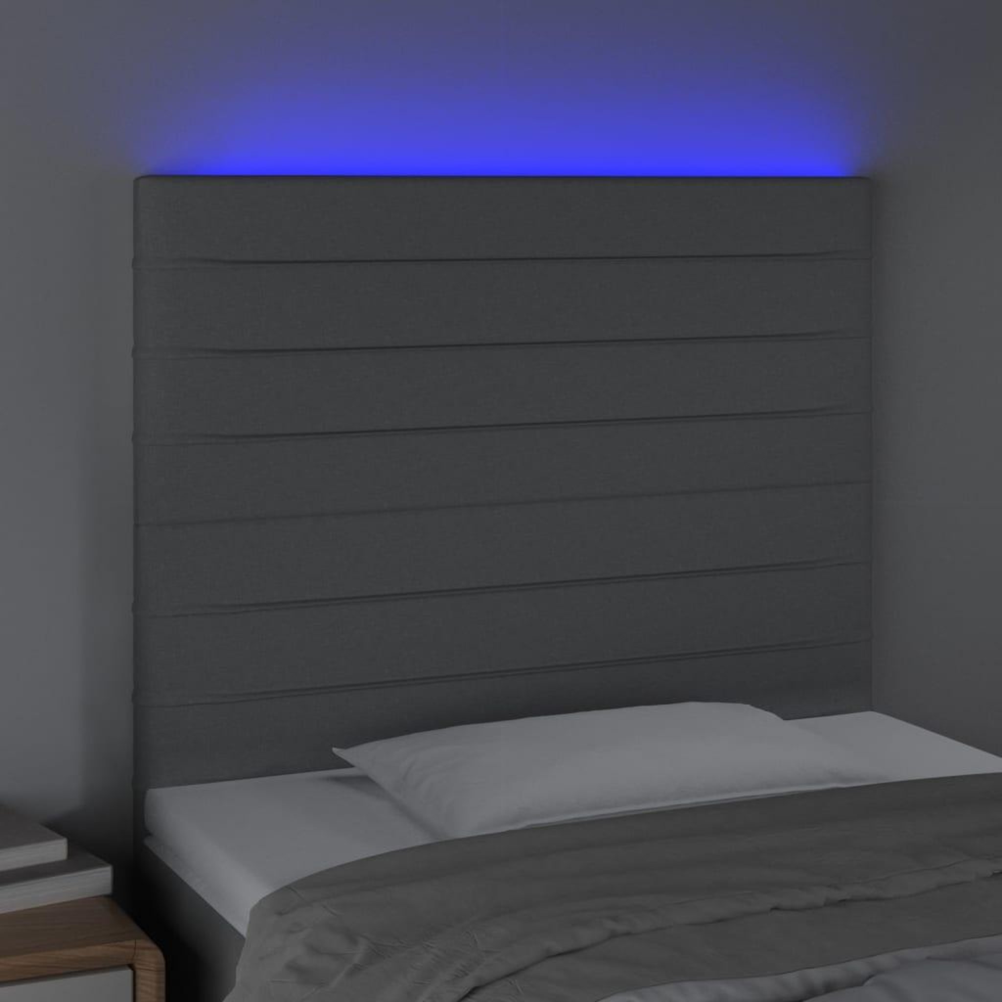 Voir la diapositive 3 : VIDAXL Tete de lit a LED Gris clair 80x5x118/128 cm Tissu