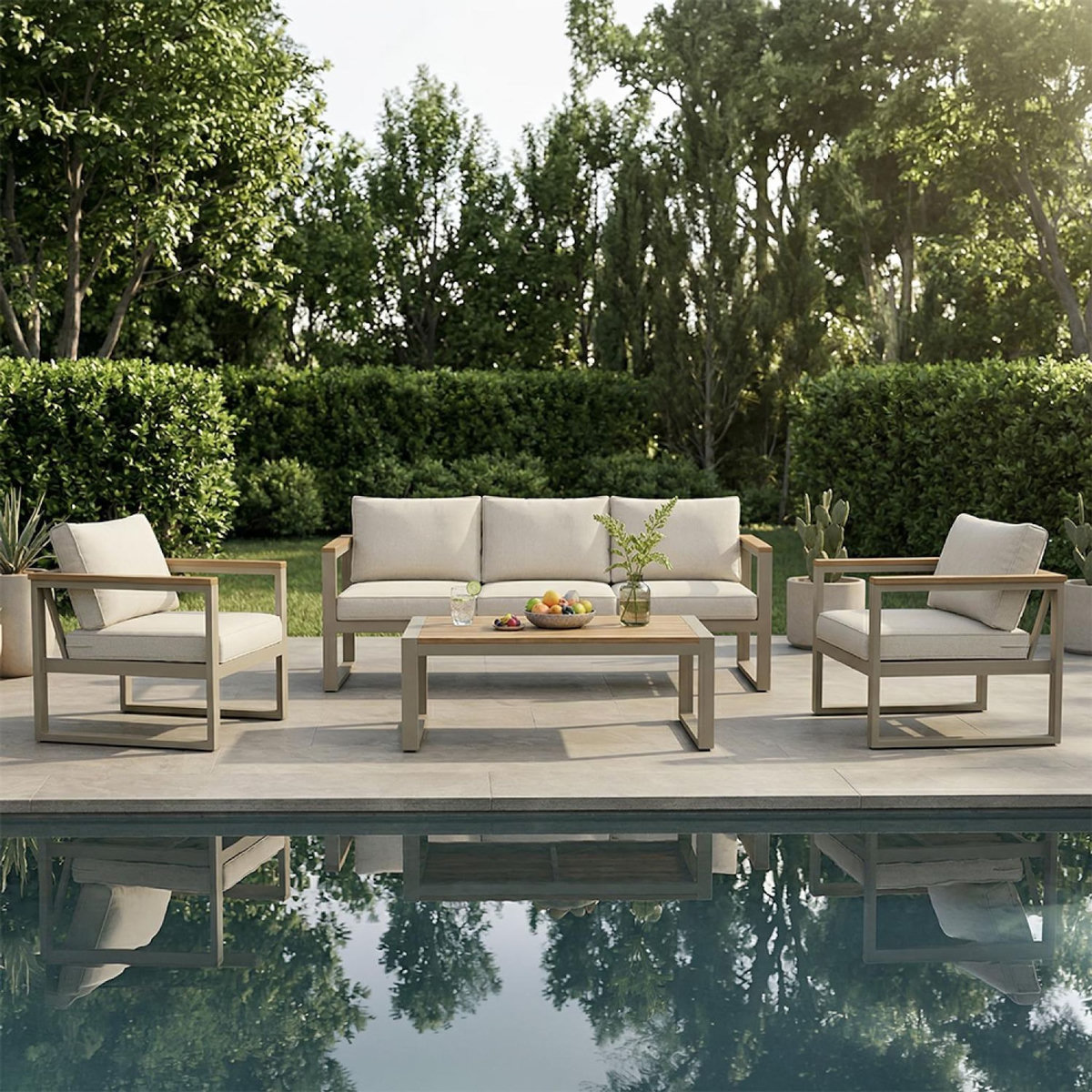 CONCEPT USINE Salon de jardin 5 places en acacia SARABURI