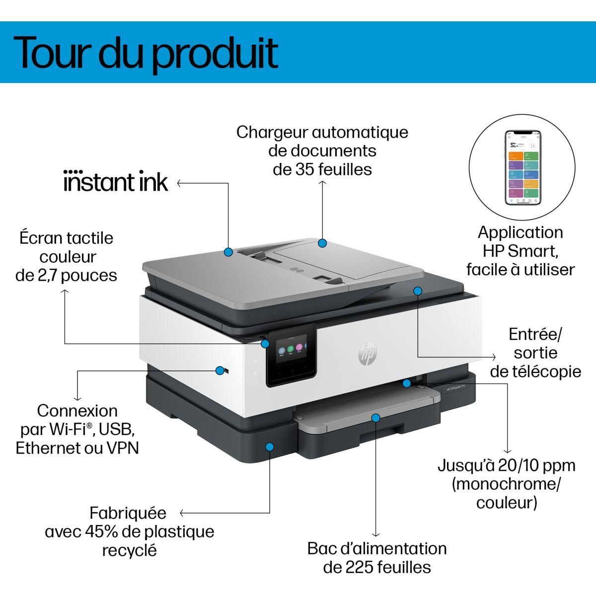 HP Imprimante jet d'encre OfficeJet Pro 8134e