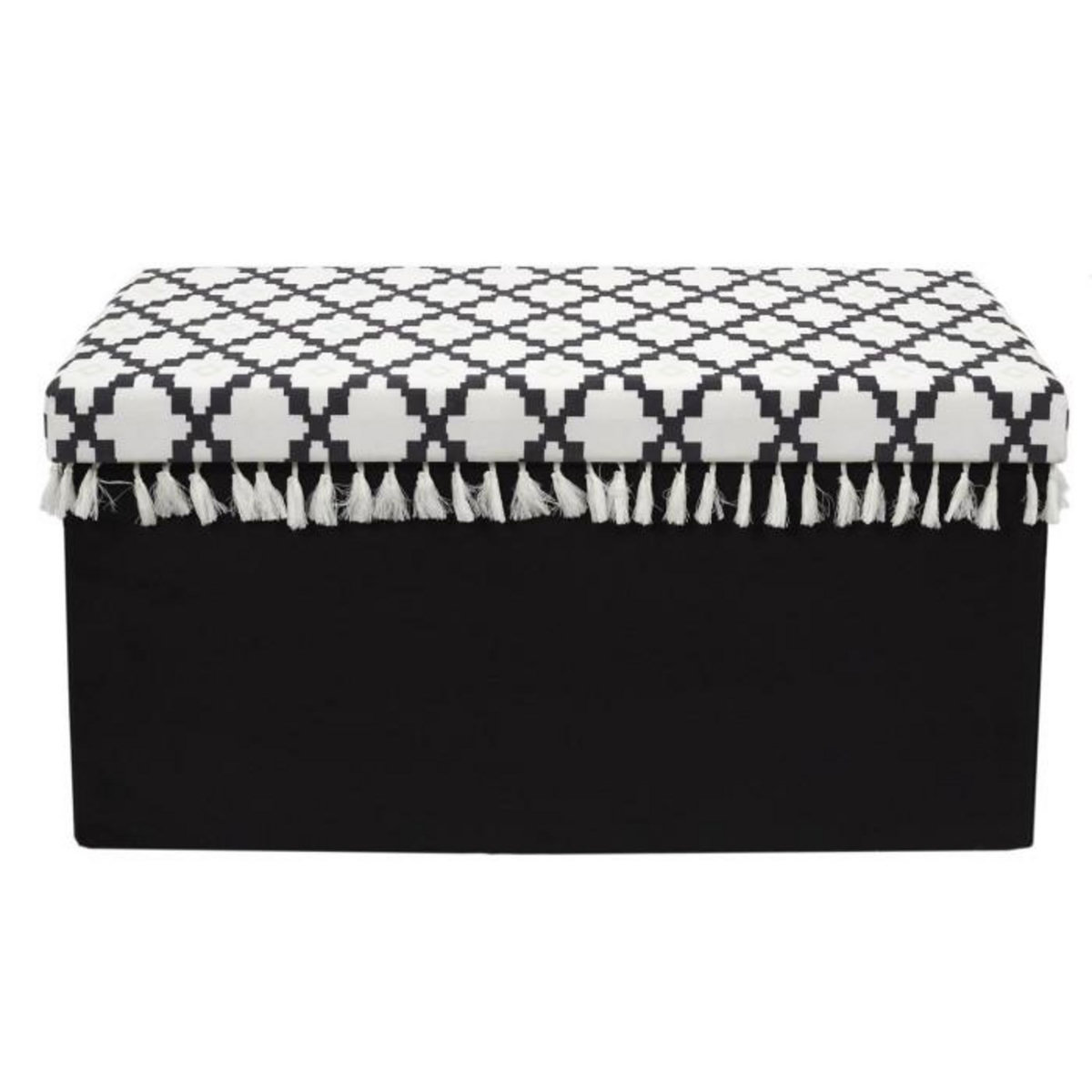 Paris Prix Banc Pliable & Coffre  Mirage  76cm Noir & Blanc