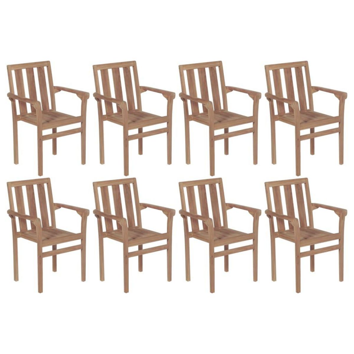 VIDAXL Chaises de jardin empilables lot de 8 Bois de teck solide