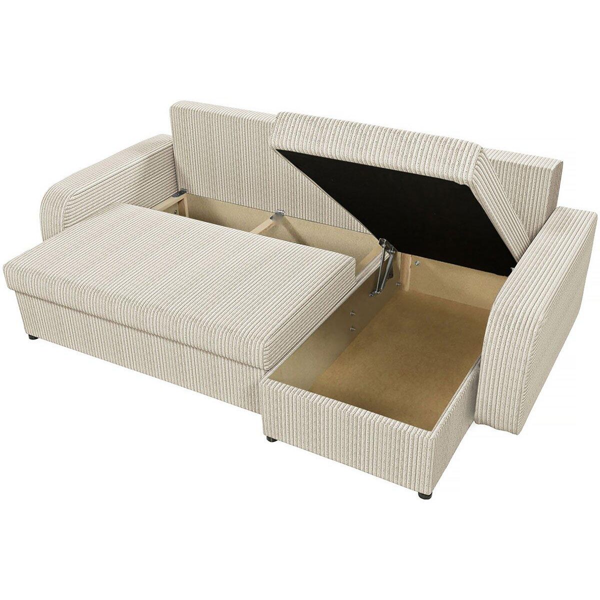 Habitat et Jardin Canapé d'angle velours côtelé convertible - 3 places  Vinci  - Beige