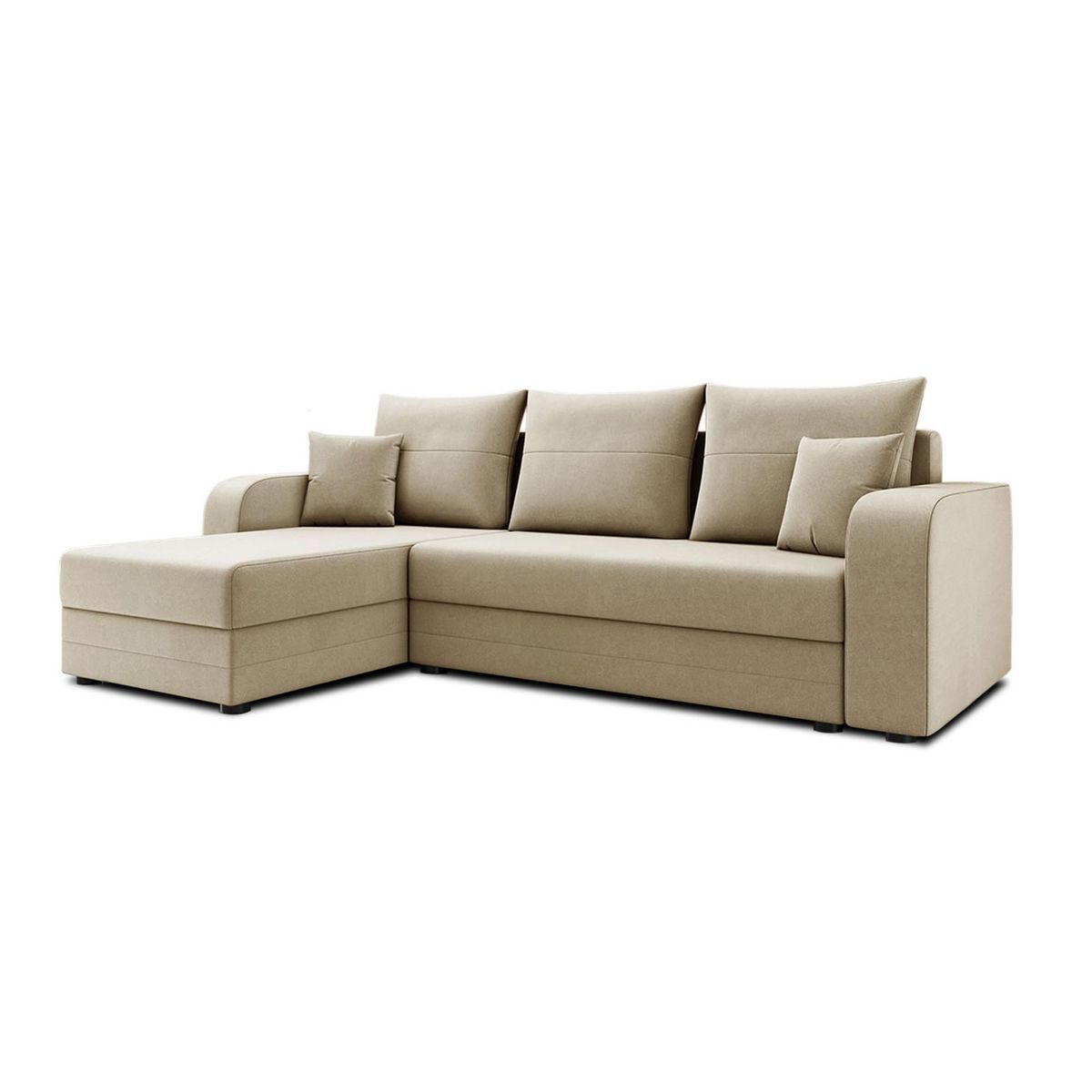 BEST MOBILIER Harvey - canapé d'angle réversible 4 places convertible avec coffre en velours