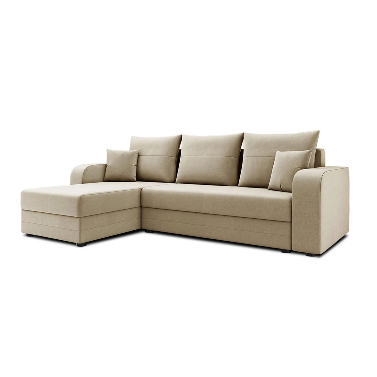 BEST MOBILIER Harvey - canapé d'angle réversible 4 places convertible avec coffre en velours