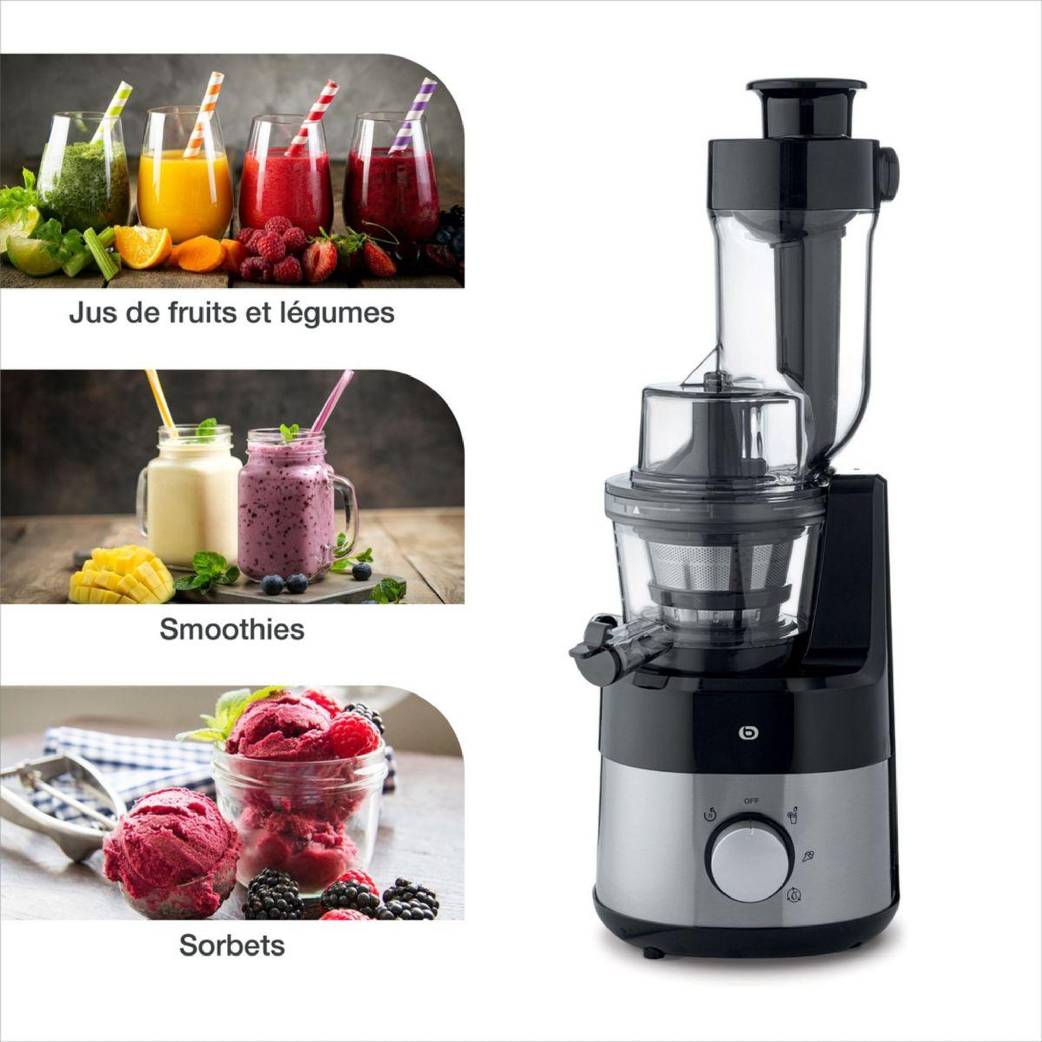 Voir la diapositive 4 : ESSENTIEL B Extracteur de jus eexj3