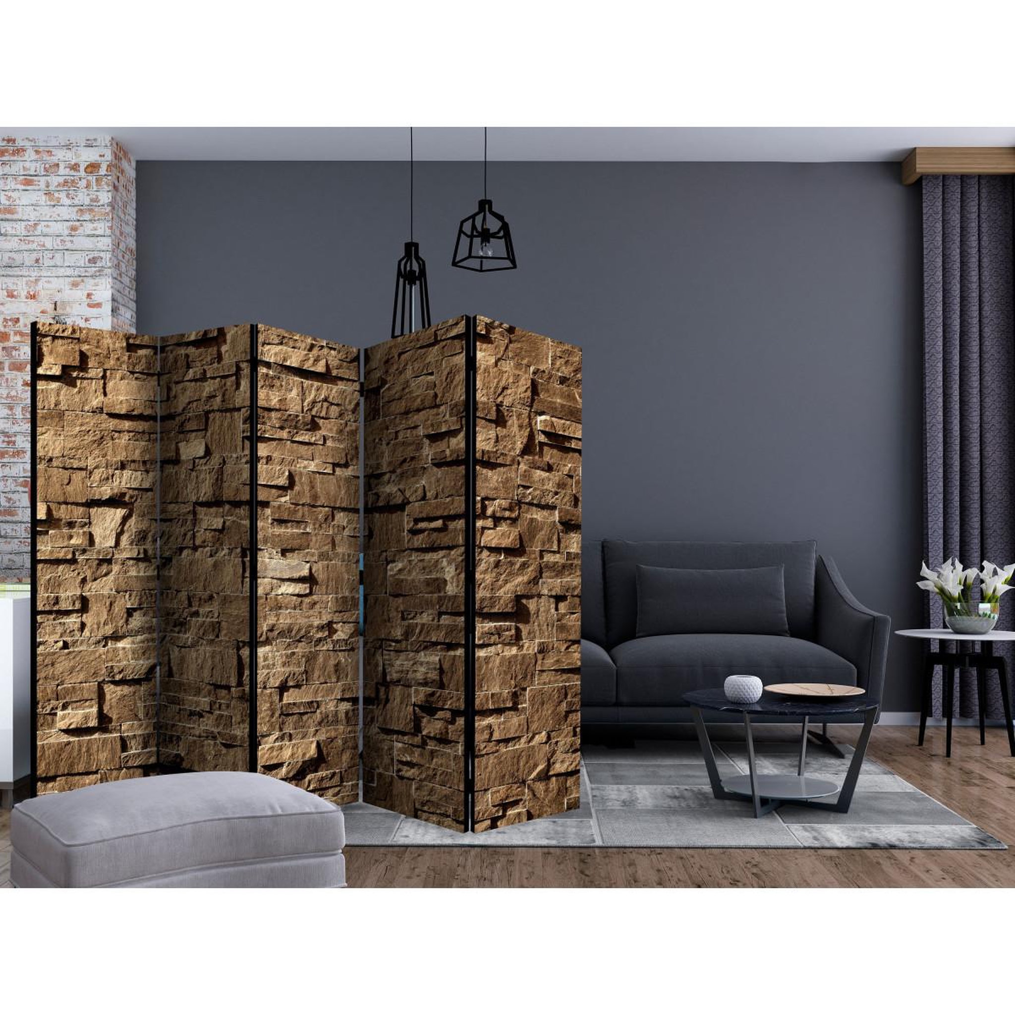 Voir la diapositive 2 : Paris Prix Paravent 5 volets  stony melody  172x225cm