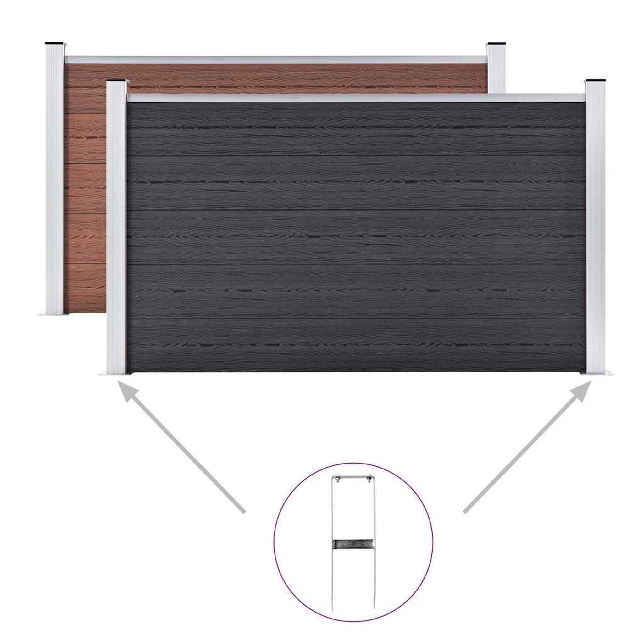 Voir la diapositive 4 : VIDAXL Piquets de cloture de sol 2 pcs pour cloture en wpc acier 40 cm