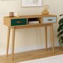Voir la diapositive 2 : ID MARKET Console scandinave 2 tiroirs ALIZE bois et vert