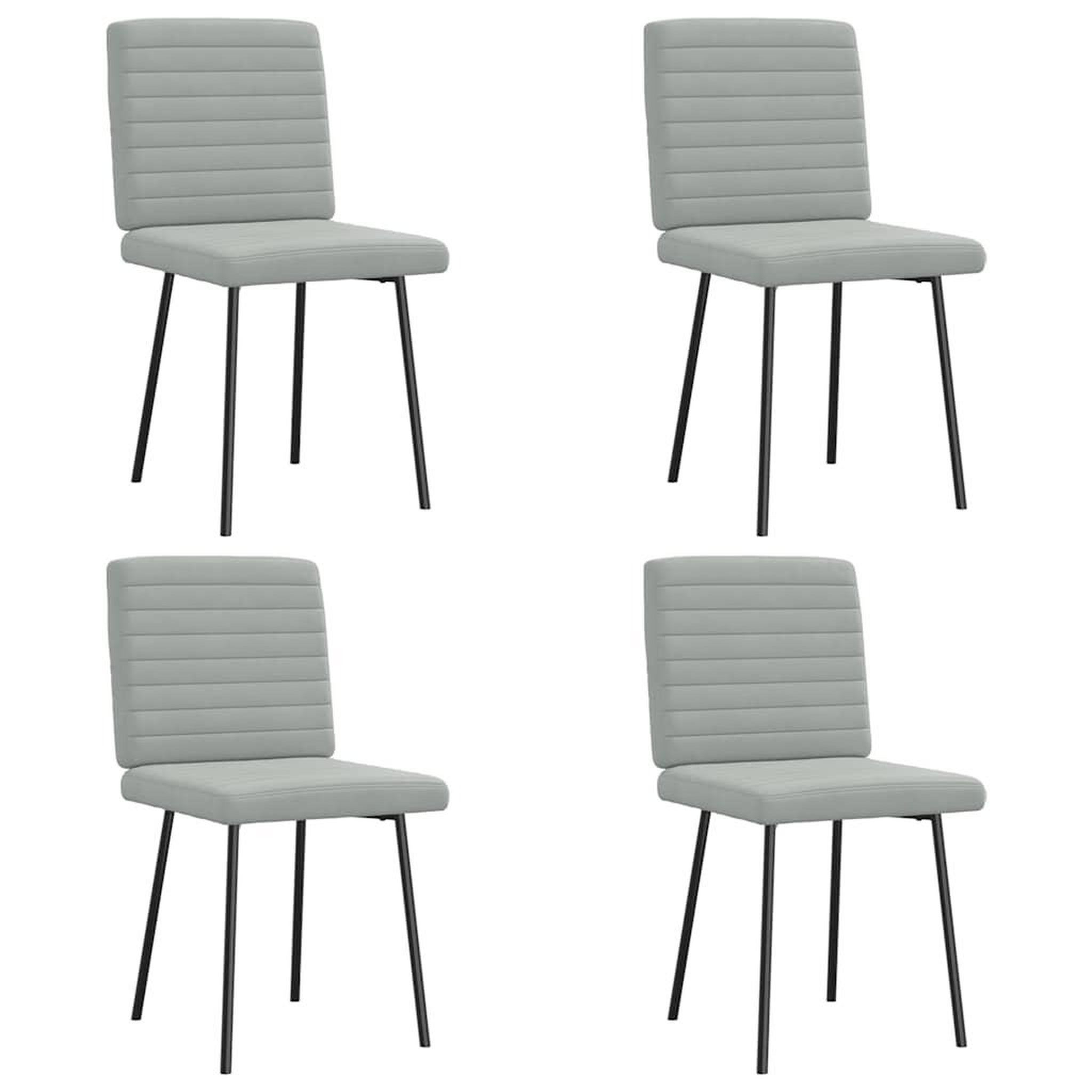 VIDAXL Chaises a manger lot de 4 Gris clair Velours