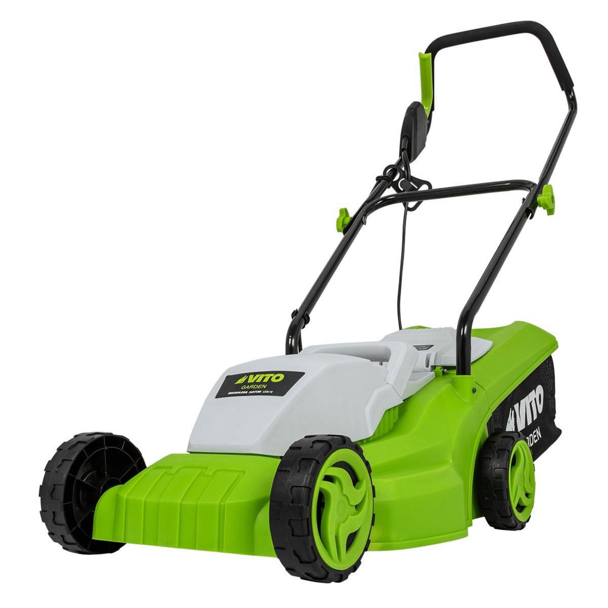 VITO Tondeuse electrique 1200W Surface 300M2 Coupe 32 cm 3 Hauteur de coupe 20-65 mm Bac 30L VITO