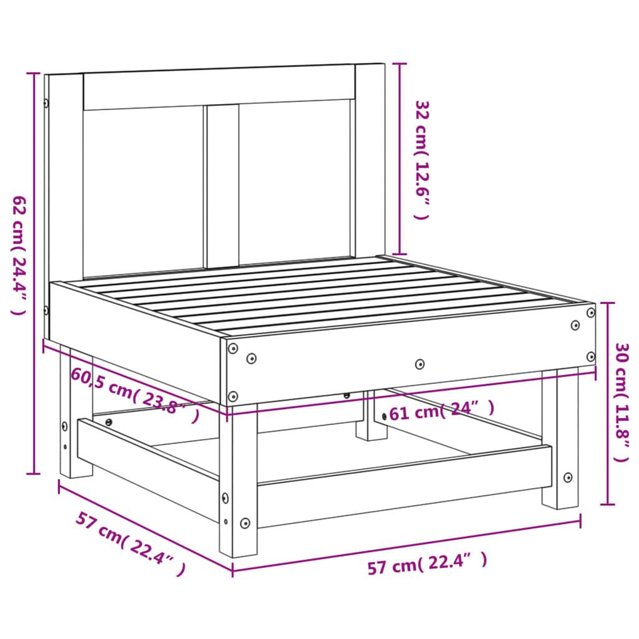 Voir la diapositive 6 : VIDAXL Canape central de jardin bois massif douglas