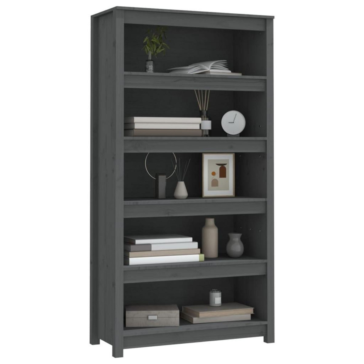 VIDAXL Bibliotheque Gris 80x35x154 cm Bois de pin massif