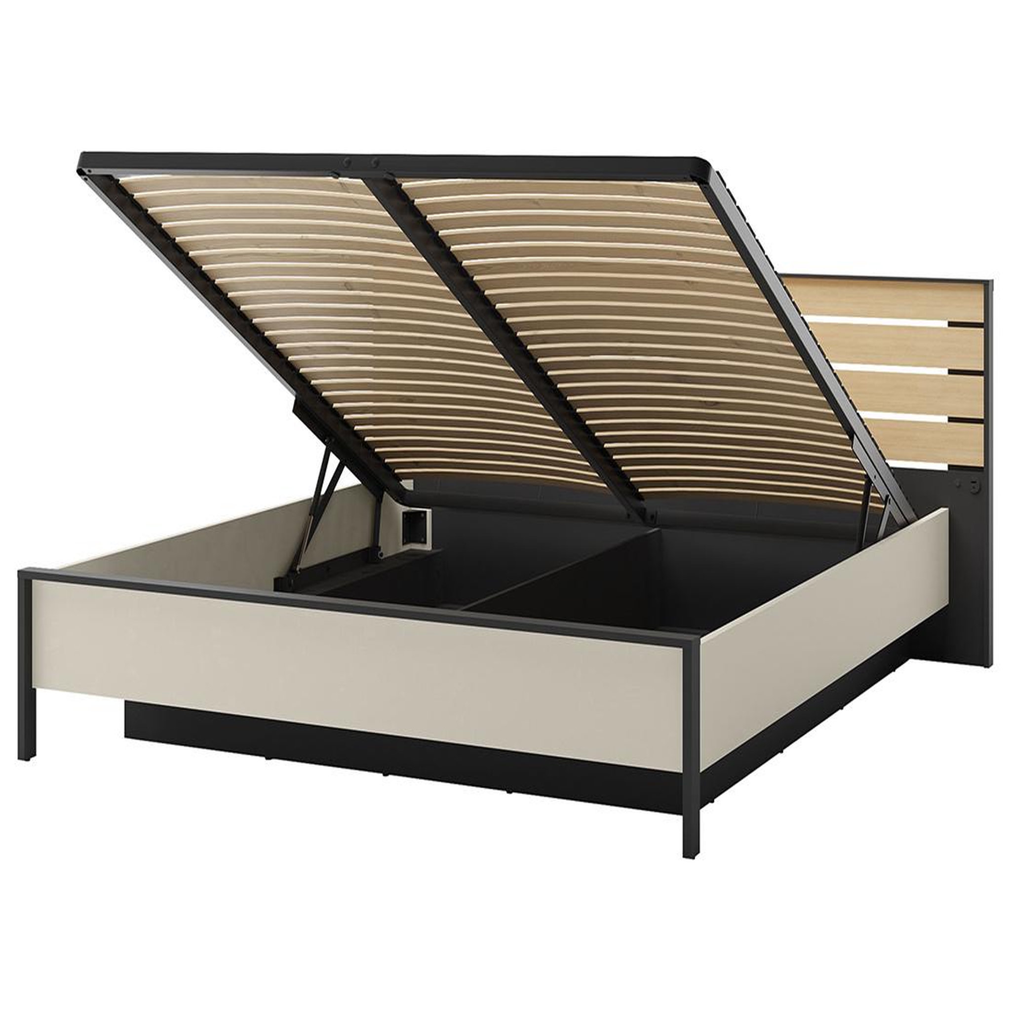 Voir la diapositive 4 : BEST MOBILIER Kimi - lit coffre king size - 180x200 cm - sommier et port usb inclus