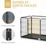 PAWHUT Cage chien démontable - enclos chien intérieur/extérieur - porte verrouillable, plateau - acier ABS gris noir