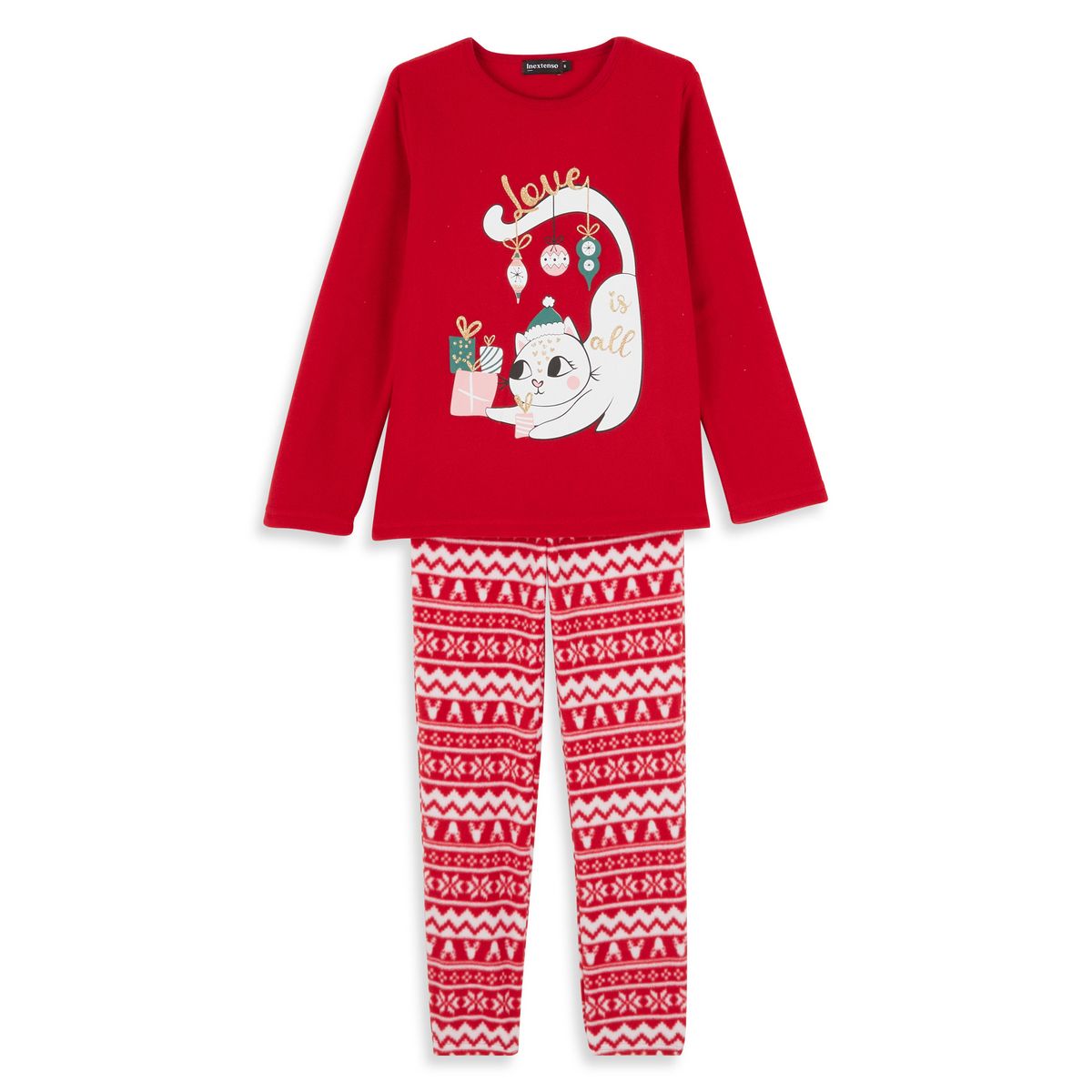 INEXTENSO Pyjama de noël polaire chat fille