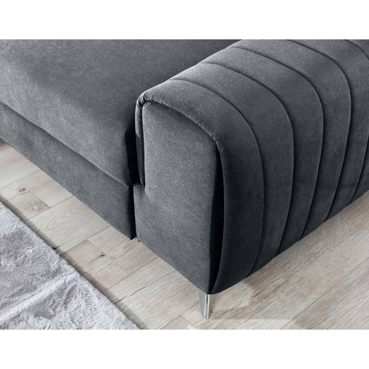BEST MOBILIER Talisay - canapé d'angle gauche - 5 places - convertible avec coffre - en velours