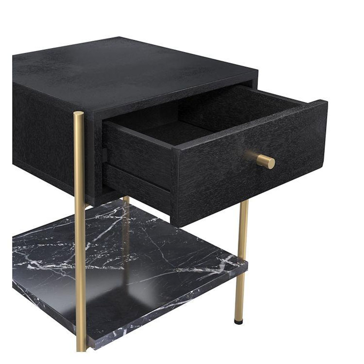 Rendez vous déco Table de chevet 1 tiroir en bois noir et métal doré-Doori