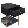 Voir la diapositive 6 : Rendez vous déco Table de chevet 1 tiroir en bois noir et métal doré-Doori