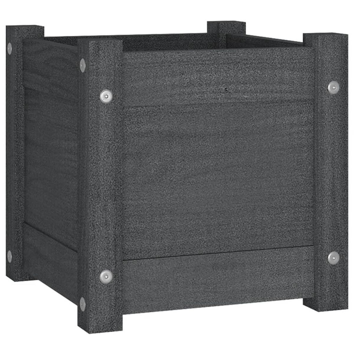 VIDAXL Jardiniere d'exterieur Gris 31x31x31 cm Bois de pin massif