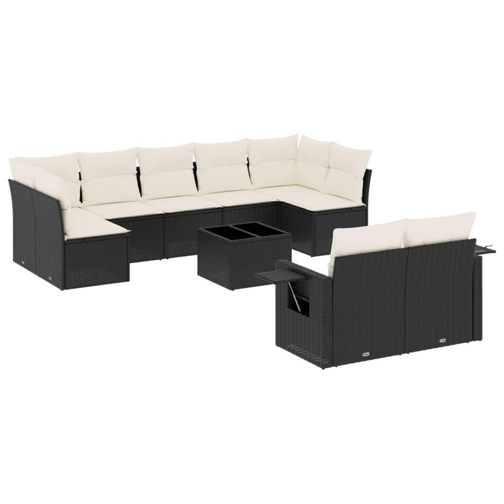 Voir la diapositive 2 : VIDAXL Salon de jardin 10 pcs avec coussins noir resine tressee