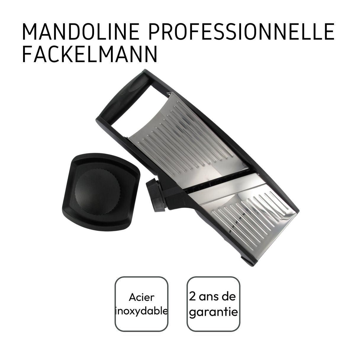 Fackelmann Mandoline professionnelle avec protège main en acier inoxydable Fackelmann Handmade Tradition