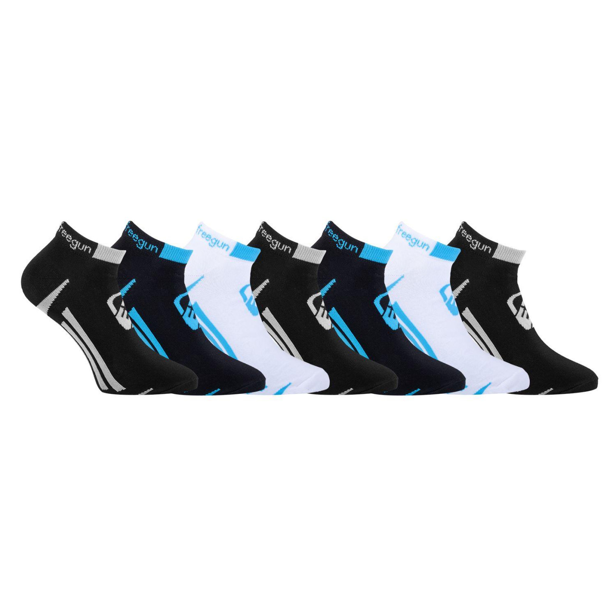FREEGUN Lot de 7 Paires de Chaussettes Socquettes homme. Coloris disponibles : Noir