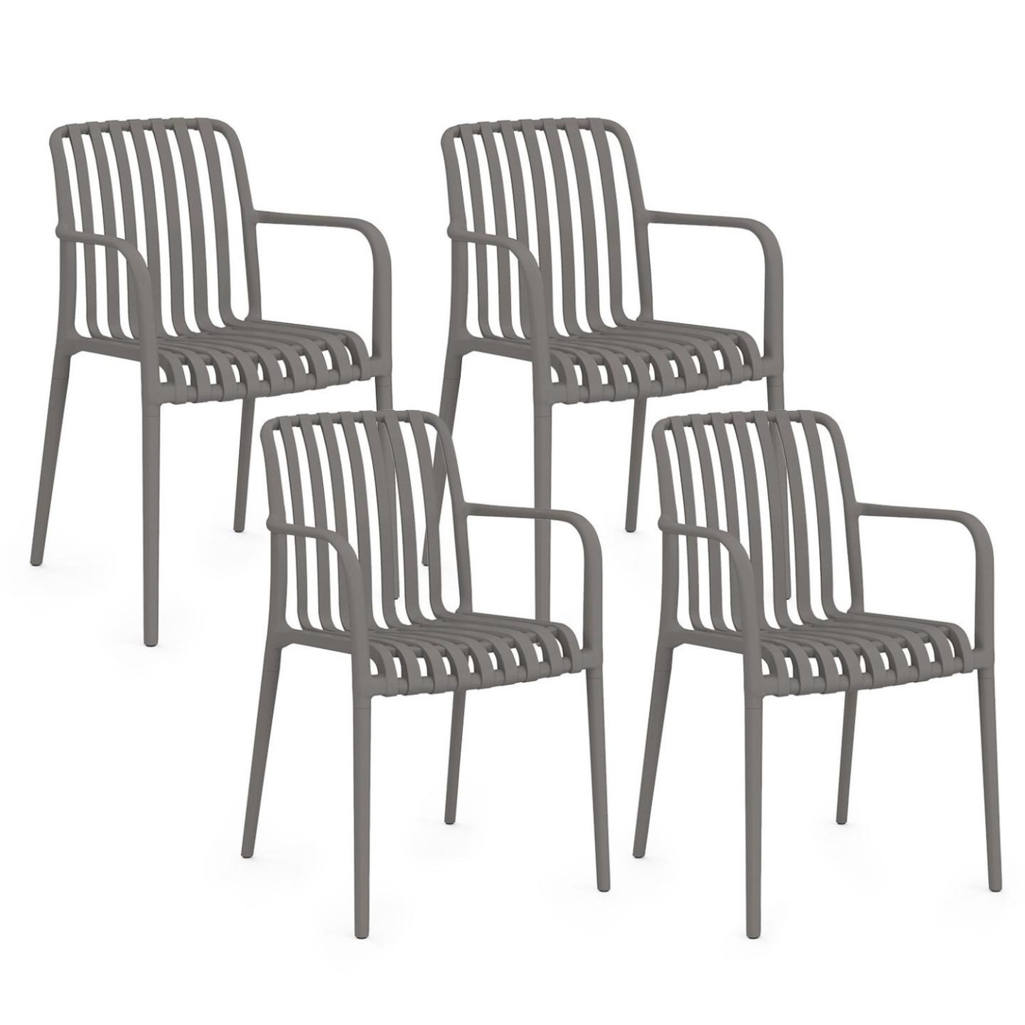 Voir la diapositive 1 : ID MARKET Lot de 4 chaises de jardin empilables bilbao en polypropylène gris anthracite
