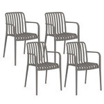 ID MARKET Lot de 4 chaises de jardin empilables BILBAO en polypropylène gris anthracite