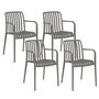 Voir la diapositive 1 : ID MARKET Lot de 4 chaises de jardin empilables BILBAO en polypropylène gris anthracite