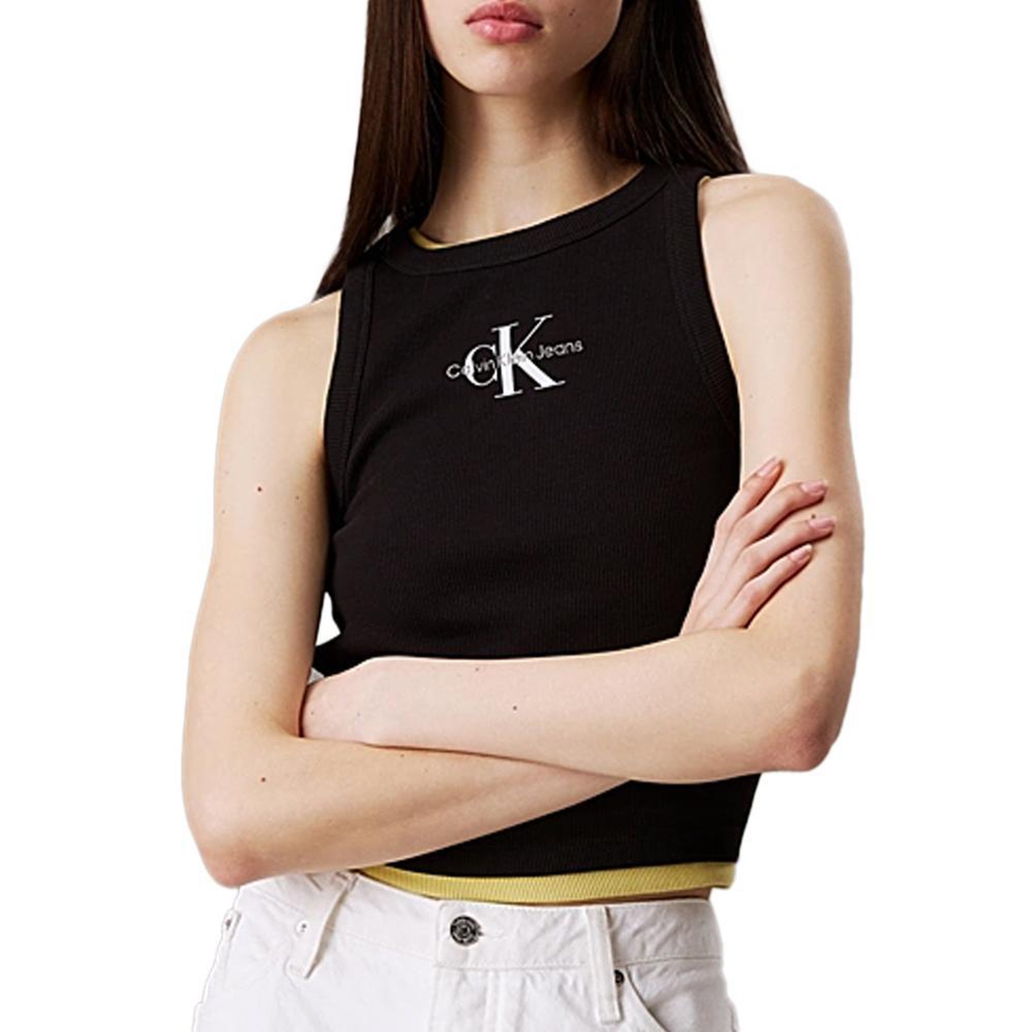 Voir la diapositive 1 : CALVIN KLEIN JEANS Débardeur Noir Femme Calvin Klein Jeans Monologo