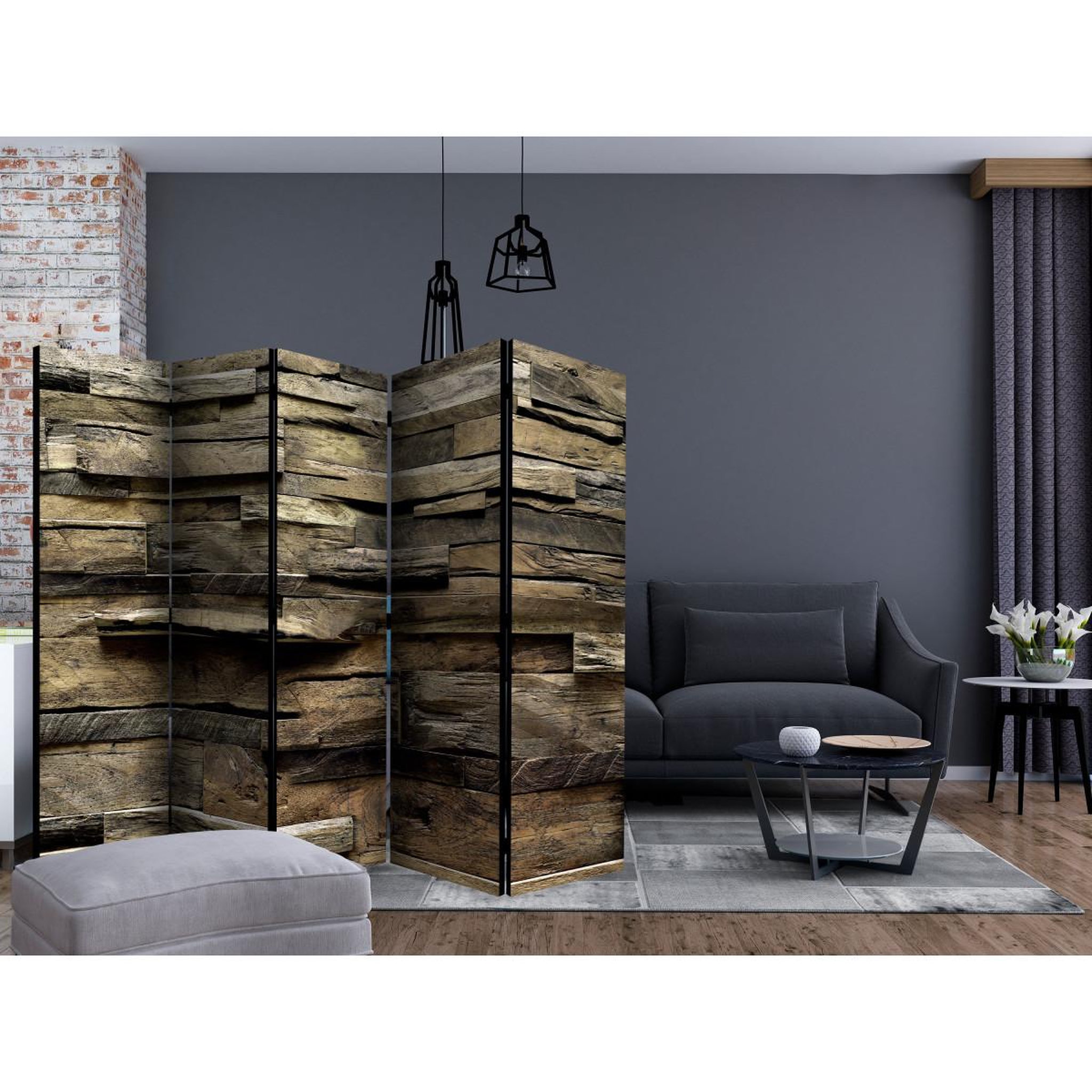 Voir la diapositive 2 : Paris Prix Paravent 5 volets  rustic style : country cottage  172x225cm