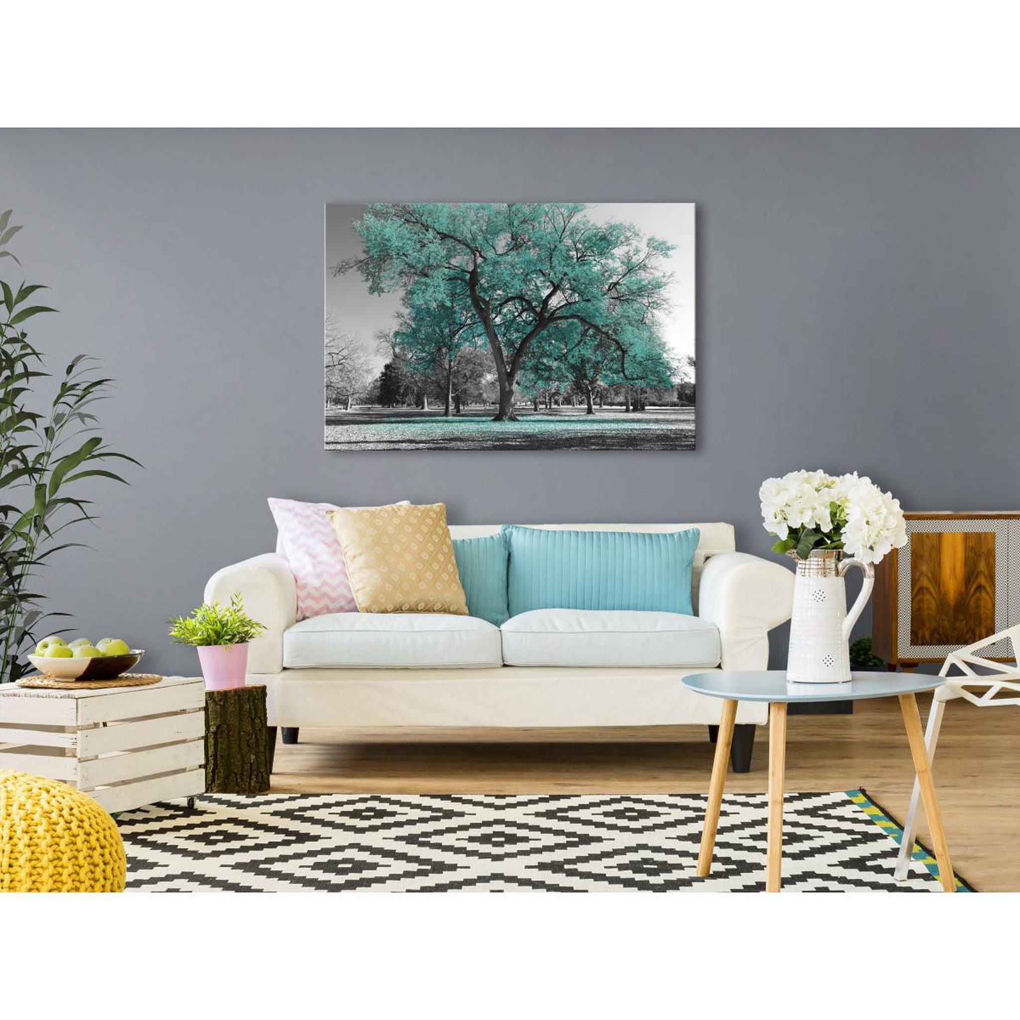 Voir la diapositive 2 : Paris Prix Tableau imprimé  autumn in the park wide turquoise
