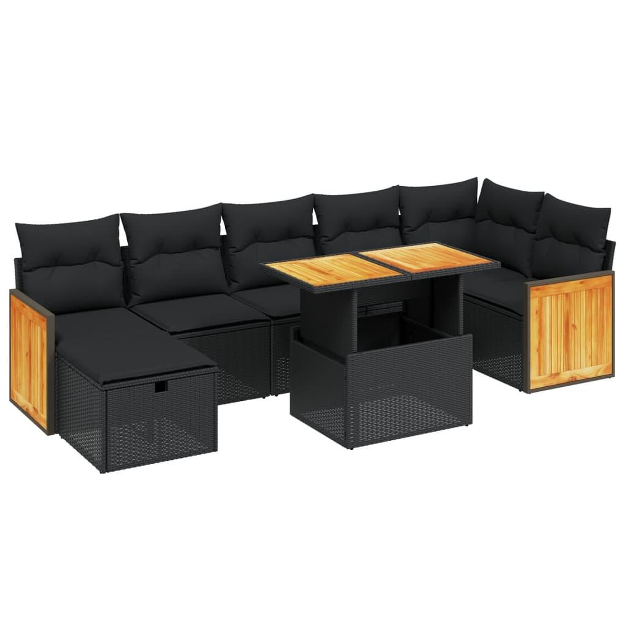 Voir la diapositive 2 : VIDAXL Salon de jardin 8 pcs avec coussins noir resine tressee