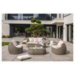 DCB GARDEN Salon bas de jardin 5 personnes en résine tressé gris ISA