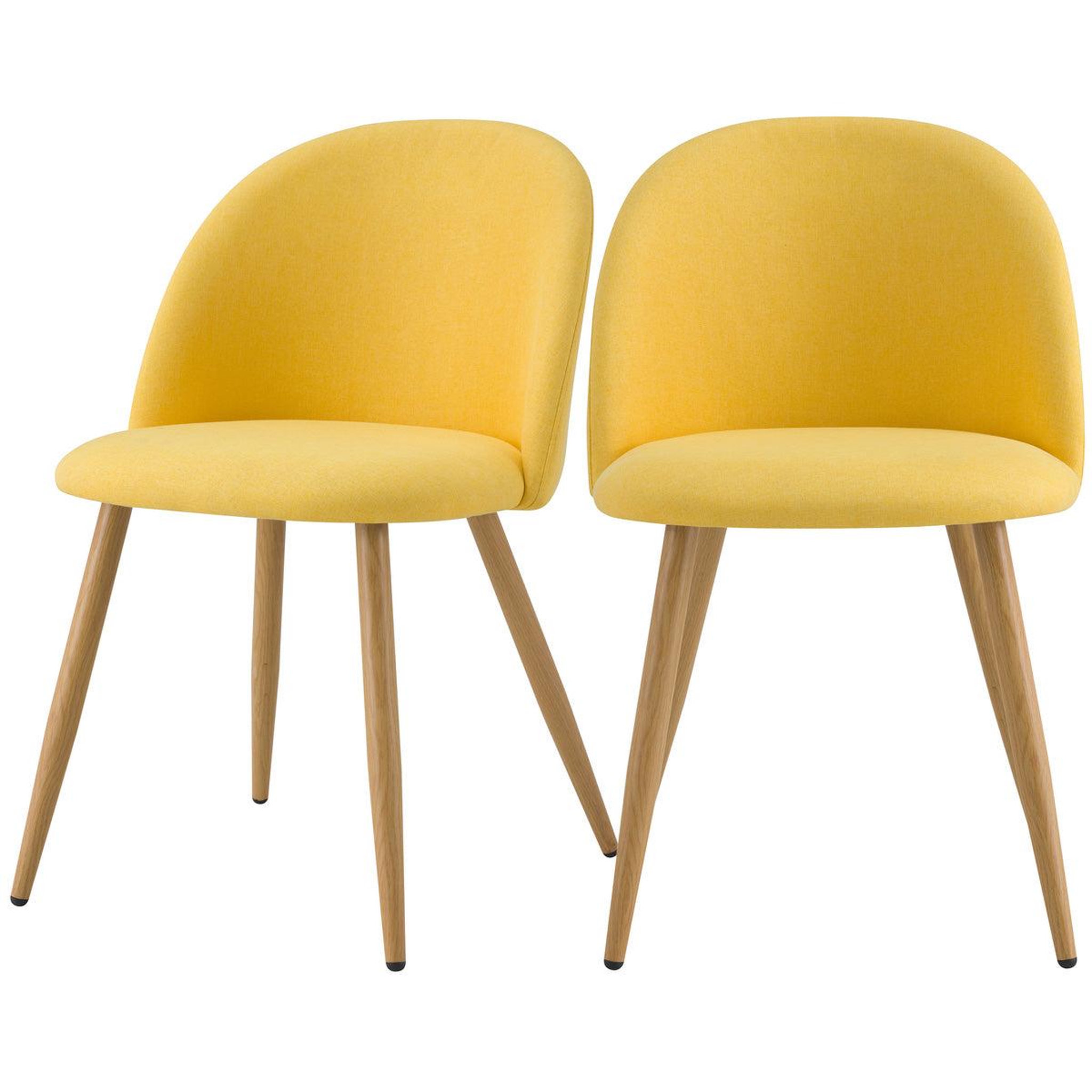 MAISON PAVANE Lot de 2 chaises en tissu jaune et pieds en métal-cozy
